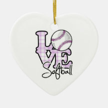 Love Softball Ornament