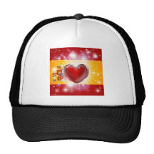 Love Spain flag heart background Trucker Hats