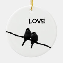 Love/Sparrow Pair on Wire ornaments