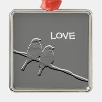 Love/Sparrow Pair on Wire ornaments