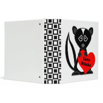 Love Stinks Cute Cartoon Skunk Holding Heart Binder