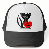 Love Stinks Cute Cartoon Skunk Holding Heart Hats