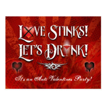 Love Stinks Lets Drink Anti Valentine Postcards