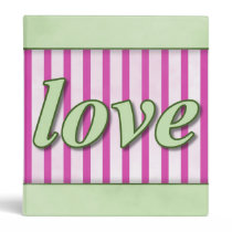"Love" Striped Background Magenta Green binders