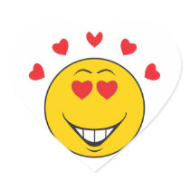 Love Struck  Smiley Face Heart Stickers