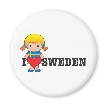 Love Sweden Fridge Magnet