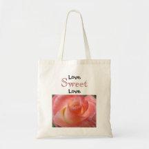 Love Sweet Love tote bags Pink Rose Flower