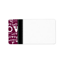 Love Text Address Labels in Plum