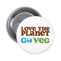 Love the Planet Go Veg Pinback Buttons