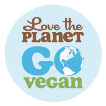 Love the Planet Go Vegan Round Sticker