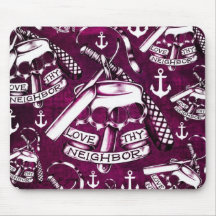 Love thy neighbor pink brass knuckles pattern mousepads