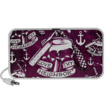 Love thy neighbor pink brass knuckles pattern travelling speaker