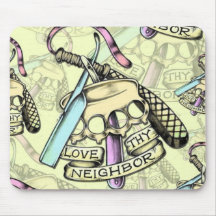 Love thy neighbour hand drawn artwork pattern. mousepads