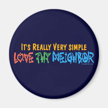 Love Thy Neighbour - Heart, Peace Sign Refrigerator Magnet