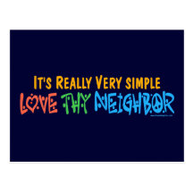 Love Thy Neighbour - Heart, Peace Sign Postcards
