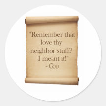 love thy neighbour round stickers