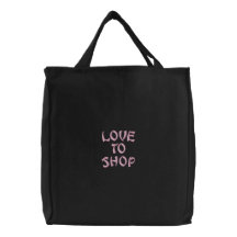 Love to Shop Embroidered Organic Canvas Bag