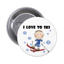 Love to Ski - Boy Tshirts and Gifts Pin