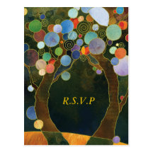 Love Trees Blue Elegant Wedding RSVP (4.25x5.6) Post Cards