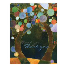 Love Trees Blue Modern Wedding Thank You Flat Card Invites