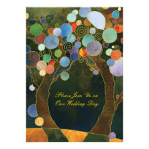 Love Trees in Blue Artistic Formal Wedding Invites