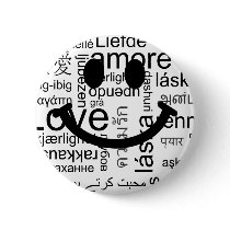 Love typography smiley pinback buttons
