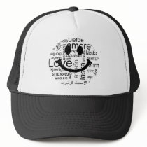 Love typography smiley mesh hats