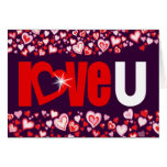 Love U diamond heart red & purple card