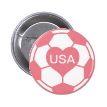 Love US Women's Soccer Team Pinback Buttons