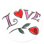Love Valentine Hearts and Rose Gif... - Customized Round Sticker
