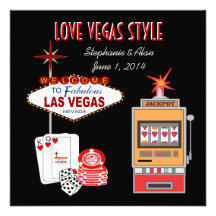Love Vegas Style Black Wedding Invitation