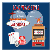 Love Vegas Style Blue Wedding Invitation