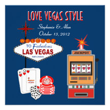 Love Vegas Style Blue Wedding Invitation