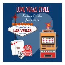 Love Vegas Style Blue Wedding Invitation