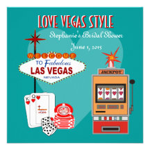Love Vegas Style Teal Bridal Shower Invitation