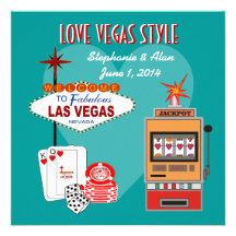 Love Vegas Style Teal Wedding Invitation