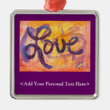 Love Word Ornament with Customized Text Option
