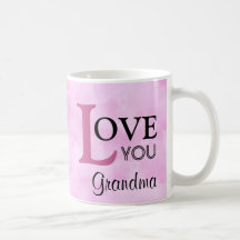 Love You Grandma Custom Name Pink Clouds Mugs