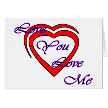 Love You Love Me Purple Hearts Red The MUSEUM Zazz Greeting Card