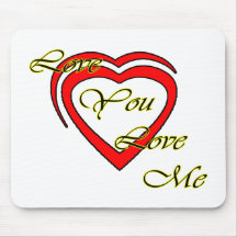 Love You Love Me Yellow Hearts Red The MUSEUM Zazz Mouse Pads