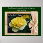 Love You Mom Yellow Rose Personalized Poster Print