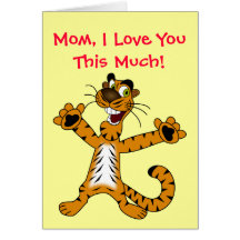 Love You This Much Cute Cartoon Tiger Mother's Day Greeting Cards