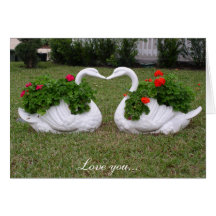 "Love You" Valentine swans Cards