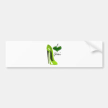 Love Zesty Lime Green Stiletto Shoe and Heart Bumper Stickers