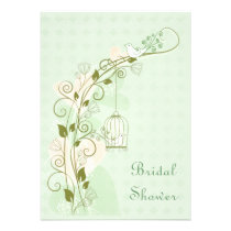 Lovebirds Mint Wedding Bridal Shower invitations