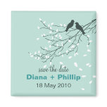 Lovebirds Save the Date Magnet in Light Blue