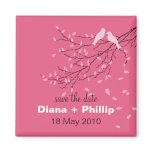 Lovebirds Save the Date Magnet in Pink