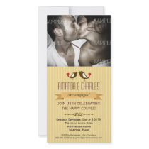 Lovebirds Yellow Engagement Photo Card