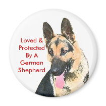 Loved & Protected By A German Shepherd Fridge Magnets