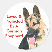 Loved & Protected By A German Shepherd Round Stickers